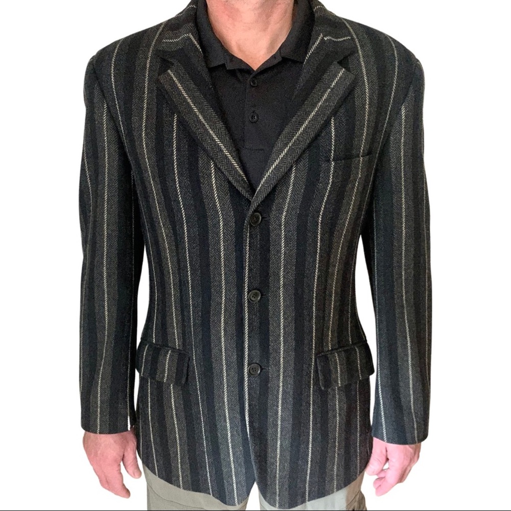 Moschino Black and Gray Striped Blazer